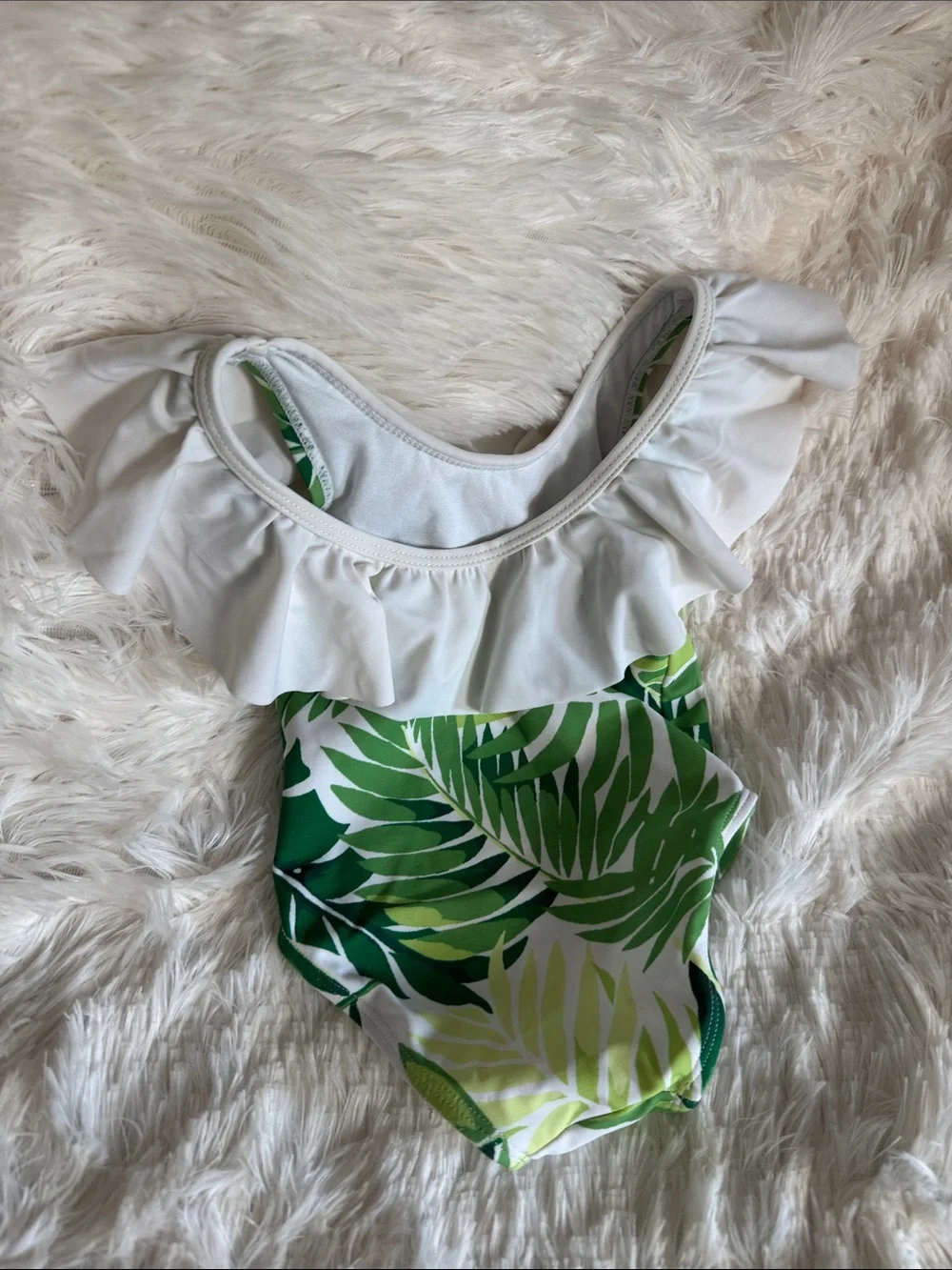 Janie and Jack Cream Ruffle-Trim Swim One-Piece